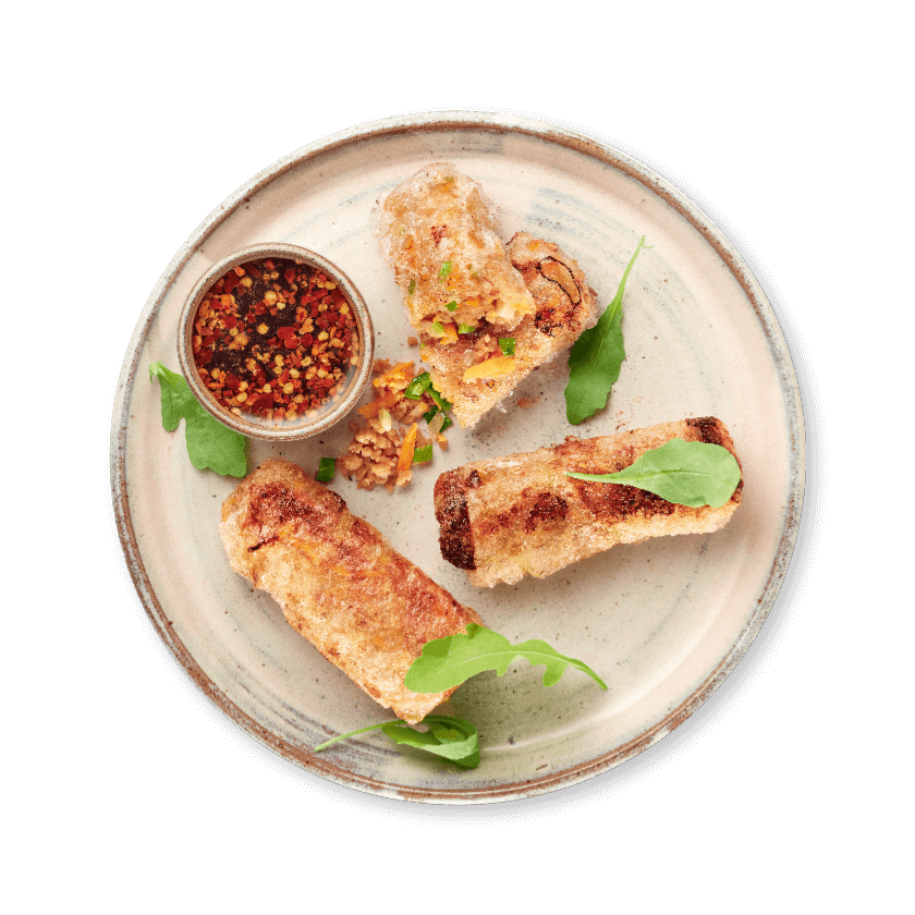 Krokante rijstpapierrolletjes met oosterse dipsaus