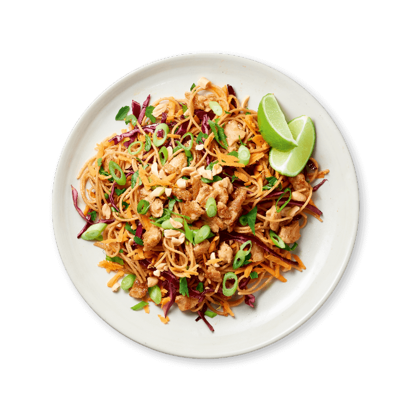 Pad thai met vegan stukjes
